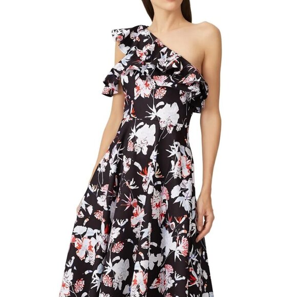 Jason Wu Collection Floral Print One Sleeve Day Dress SZ 14 Cotton - Picture 1 of 16